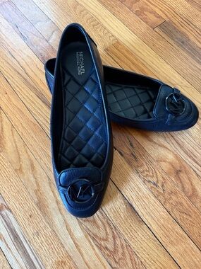 Michael Kors Black Quilted Logo Ballet Flats